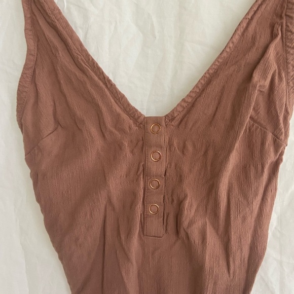 Free People Intimately brown V-Neck Buttoned Front Bodysuit Size Small - Picture 5 of 14